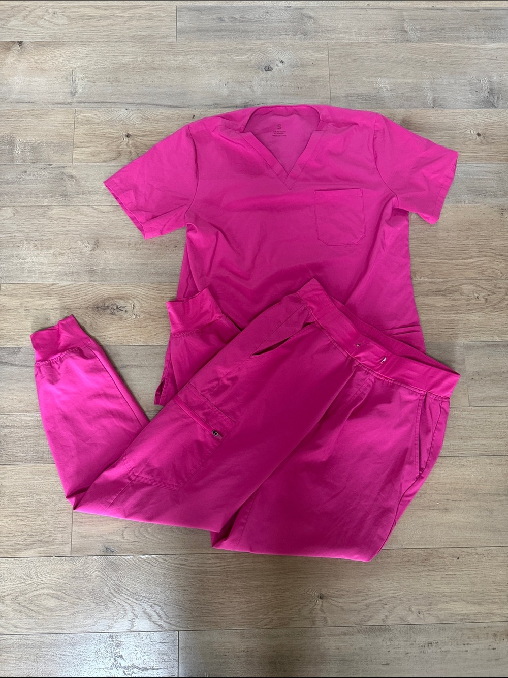 Amazon Women's Hot Pink Scrub Top and Pants Set